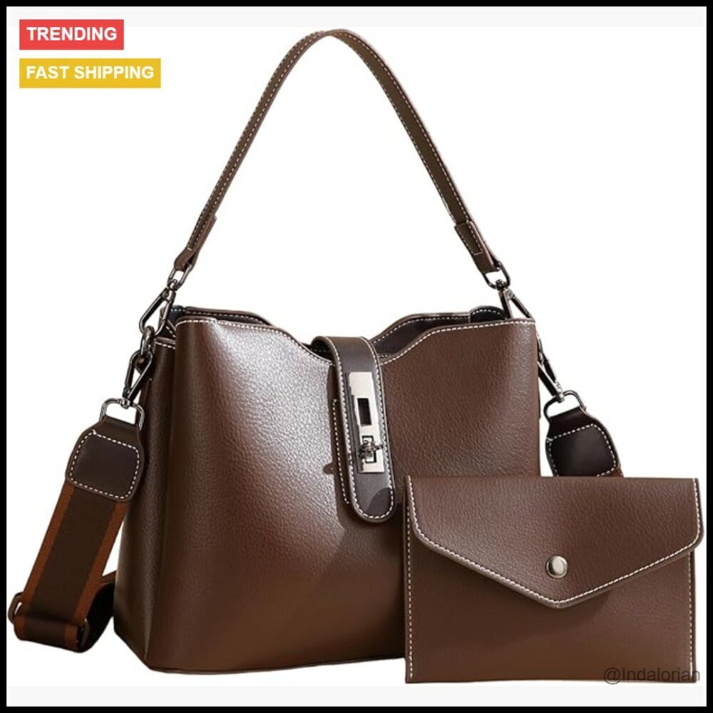 Vintage Bucket Bag Crossbody Shoulder Purse Adjustable Straps Minimal Chic